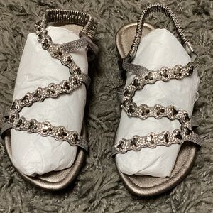 Elegant Silver rhinestone, glitter, Strappy Sandals